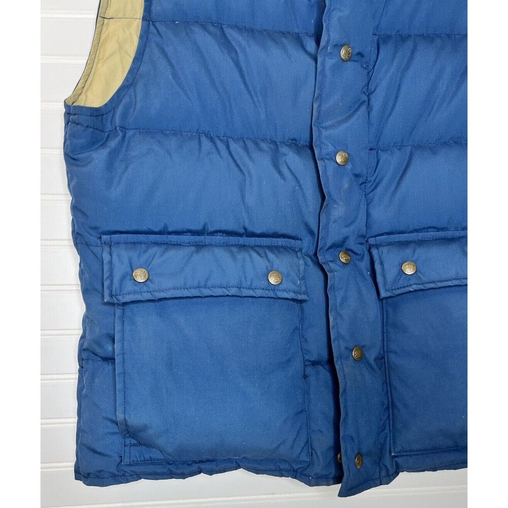 Eddie Bauer Down Puffer Vest Large Vintage 80s Outdoors Hiking Mens Blue - Picture 5 of 16